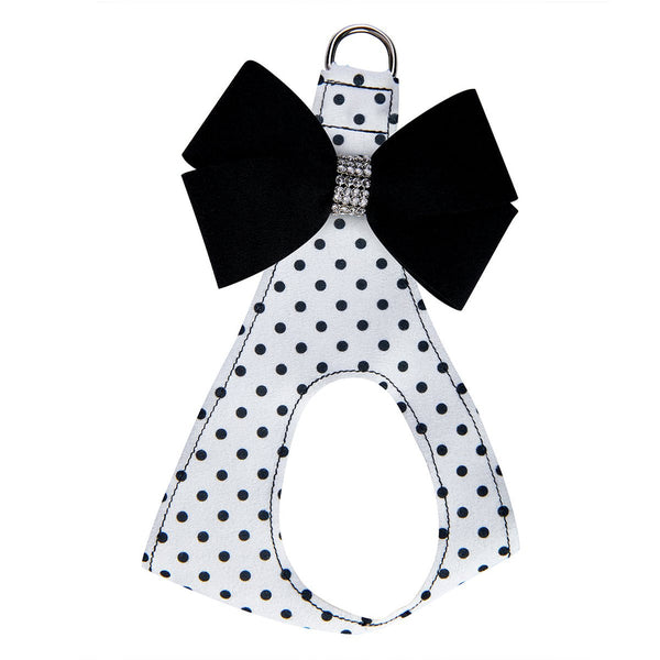 BLACK NOUVEAU BOW POLKA DOT STEP-IN DOG HARNESS
