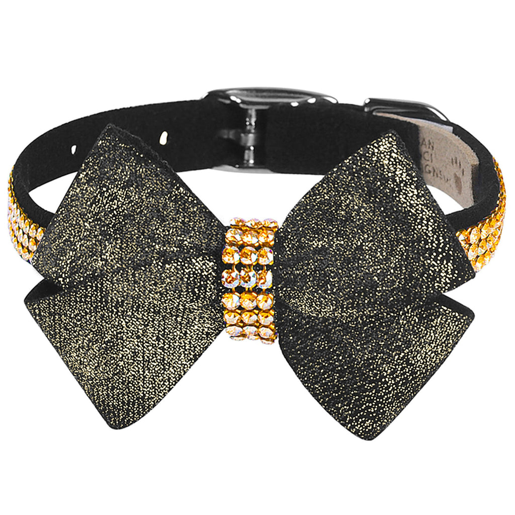 SINGLE NOUVEAU BOW 3 ROW GOLD GILTMORE DOG COLLAR