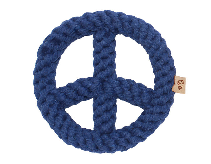 BLUE PEACE SIGN 7" ROPE DOG TOY