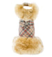 DOE PLAID NOUVEAU BOW CHAMPAGNE FOX FUR DOG COAT