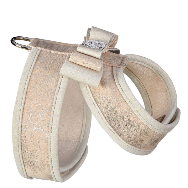 CHAMPAGNE GLITZERATI REALLY BIG BOW TINKIE DOG HARNESS W/ DOE TRIM