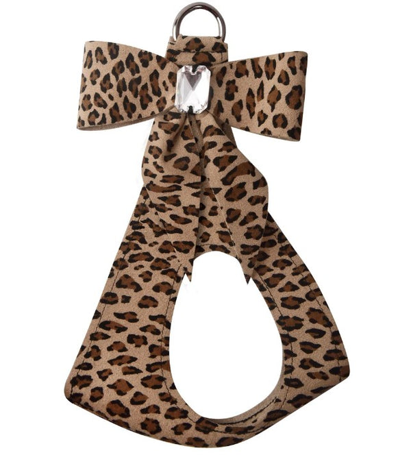 CHEETAH COUTURE TAIL BOW STEP IN DOG HARNESS