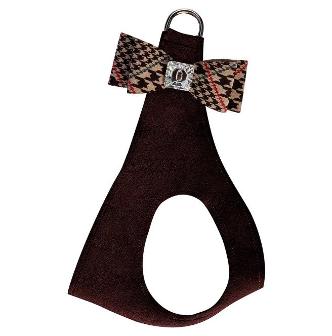 CHOCOLATE GLEN HOUNDSTOOTH BIG BOW STEP-IN DOG HARNESS