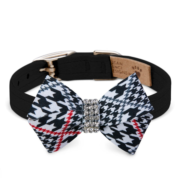 CLASSIC GLEN HOUNDSTOOTH NOUVEAU BOW DOG COLLAR