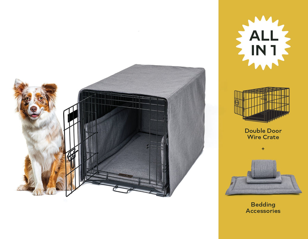 ALL-IN-1 DOG CRATE KIT SET, 5-PIECE WITH WIRE CRATE