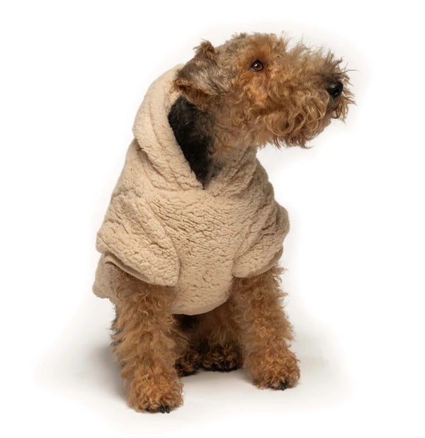 CREAM SHERPA DOG HOODIE