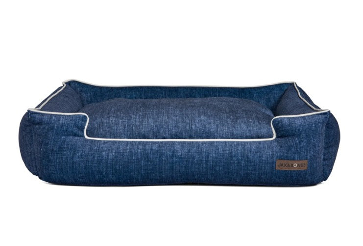 PRINTED PLUSH VELOUR DENIM LOUNGE DOG BED