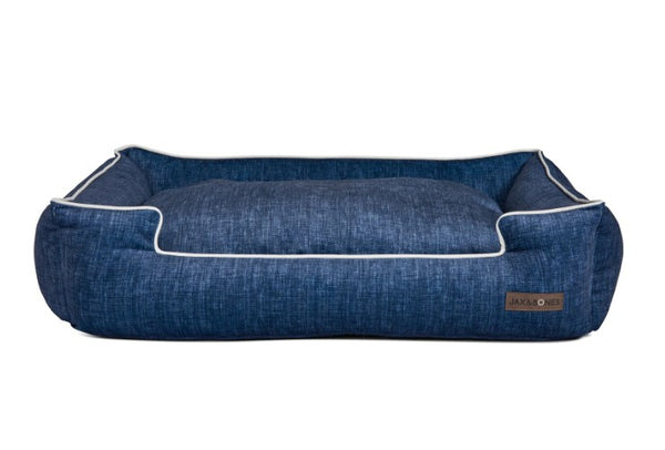 PRINTED PLUSH VELOUR DENIM LOUNGE DOG BED