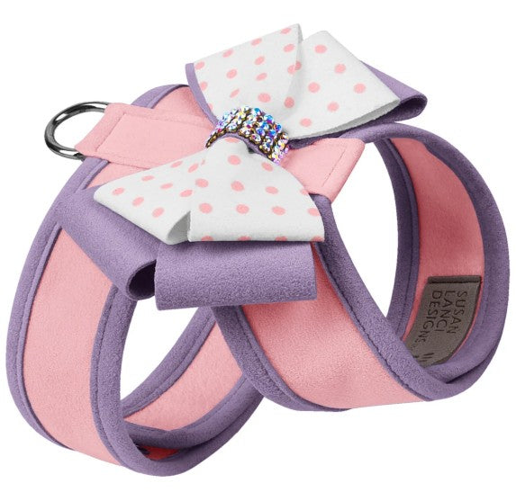 DAISY BOW TINKIE DOG HARNESS W/ FRENCH LAVENDER TRIM