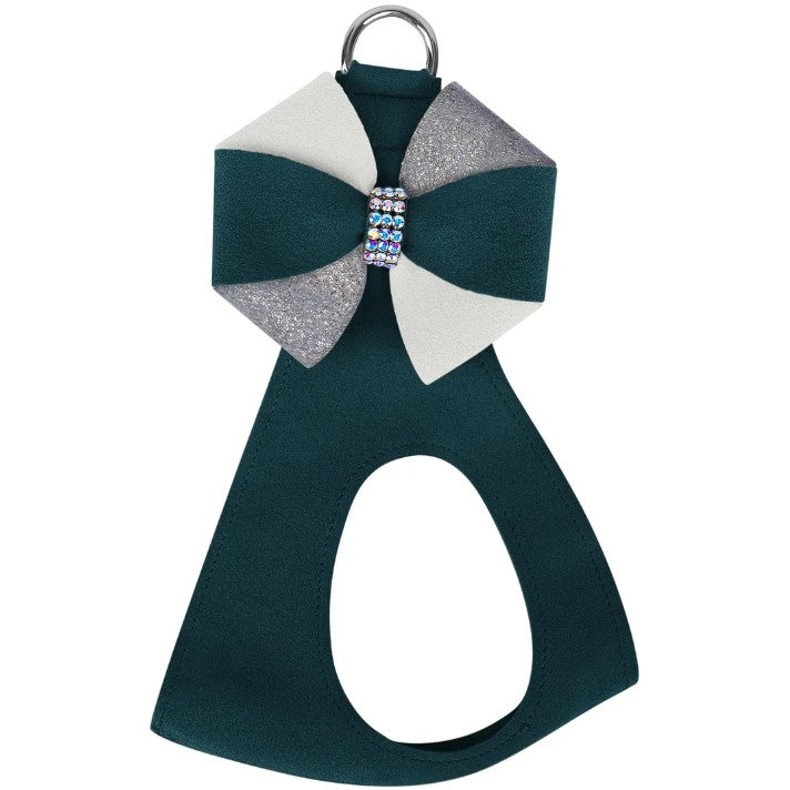 GLAM EMERALD PINWHEEL BOW STEP IN DOG HARNESS