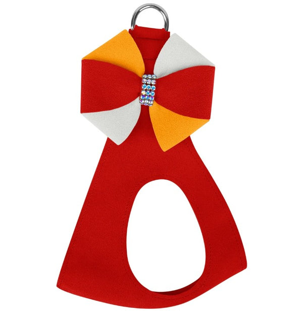 GLAM RED PEPPER PINWHEEL BOW STEP IN DOG HARNESS