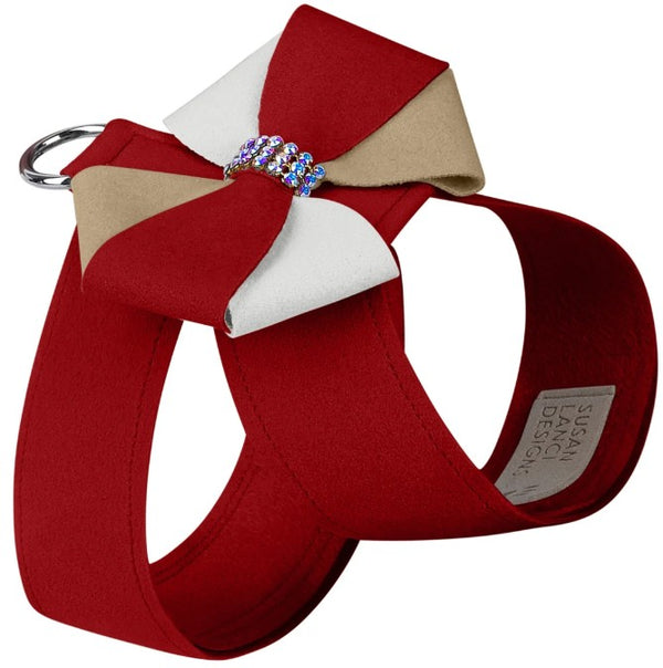 GLAM RED & SAHARA PINWHEEL BOW TINKIE DOG HARNESS