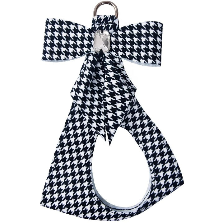 HOUNDSTOOTH TAIL BOW STEP IN DOG HARNESS