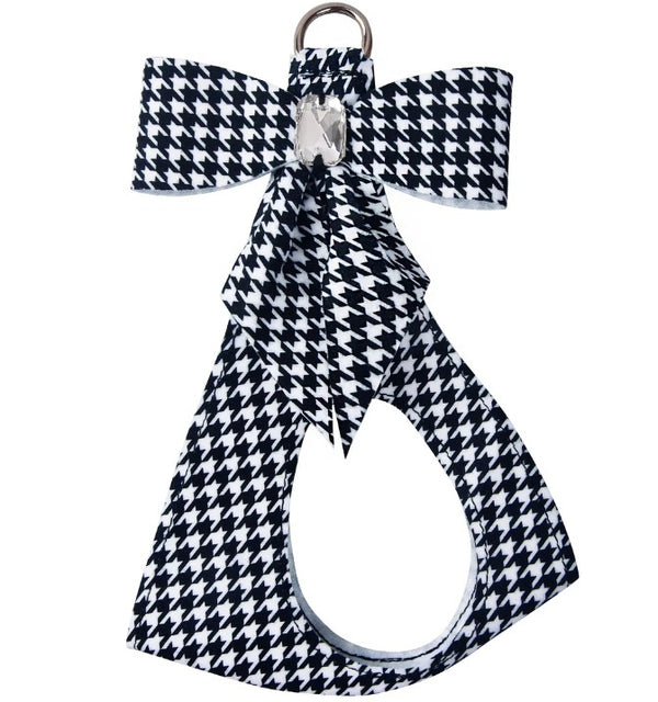 HOUNDSTOOTH TAIL BOW STEP IN DOG HARNESS