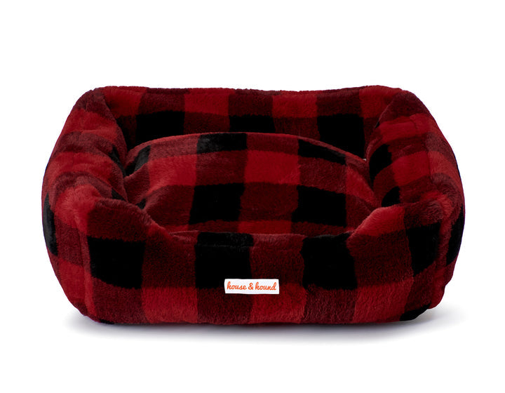 MINK RELAXER DOG BED, RED & WHITE