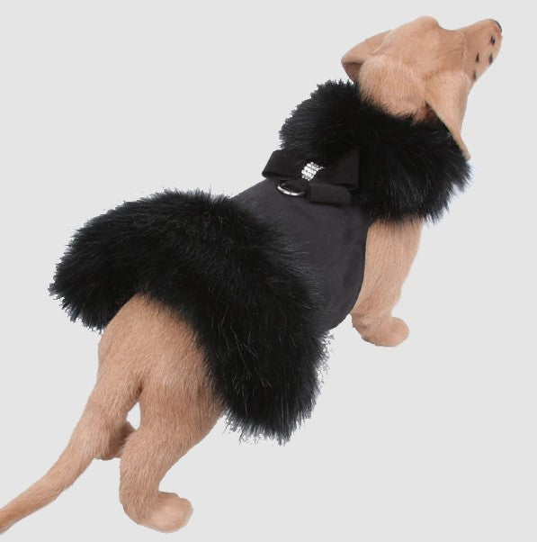 NOUVEAU BOW BLACK FOX FUR DOG COAT