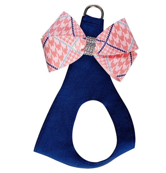 PEACHESNCREAM GLEN HOUNDSTOOTH NOUVEAU BOW STEP IN DOG HARNESS