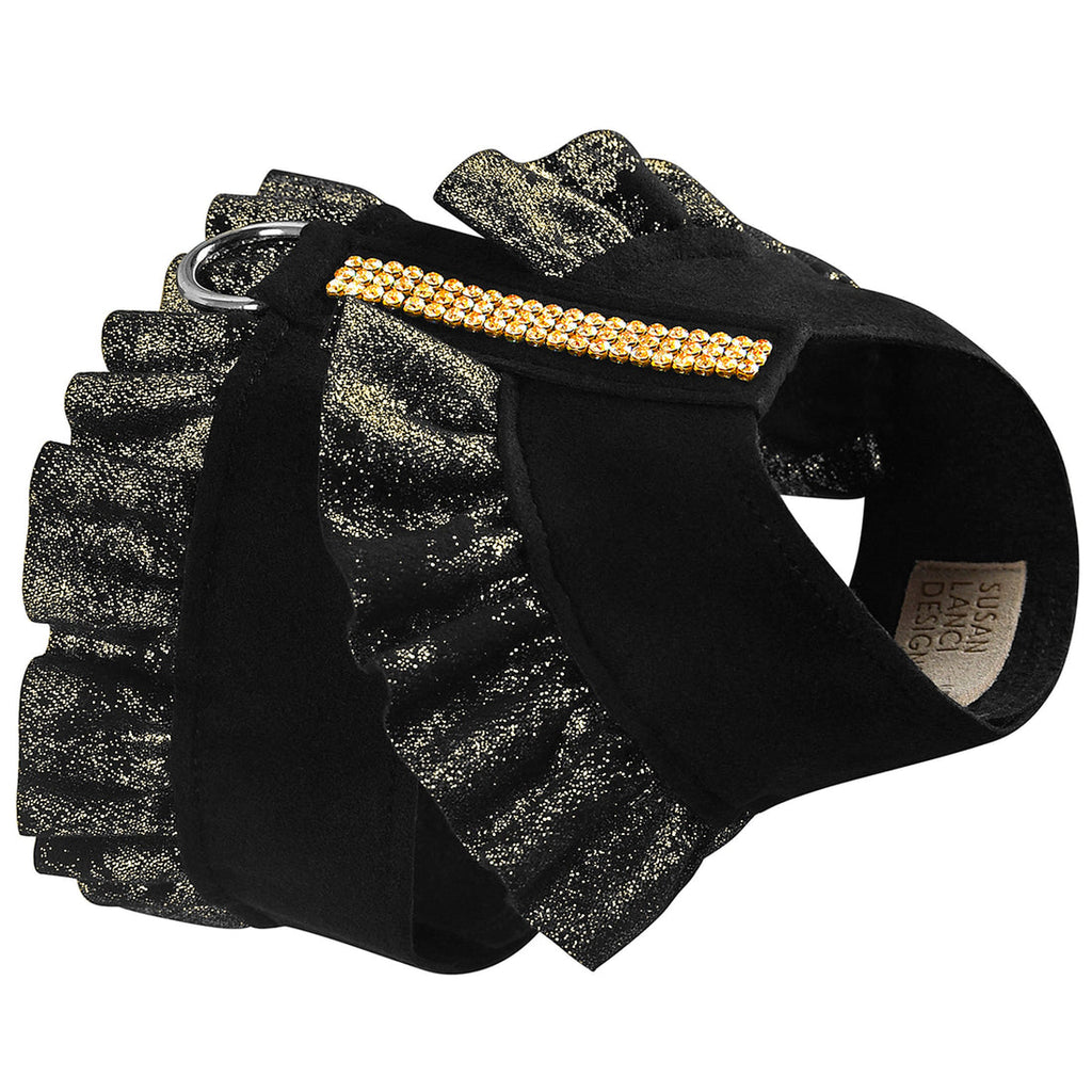 PINAFORE RUFFLES W/ GOLD GILTMORE TINKIE DOG HARNESS