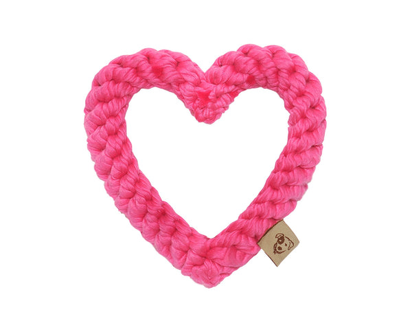 PINK HEART 7" ROPE DOG TOY
