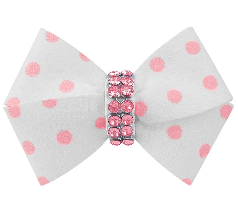 POLKA DOT W/ PINK GILTMORE DOG HAIR BOW
