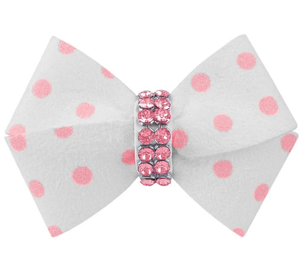 POLKA DOT W/ PINK GILTMORE DOG HAIR BOW
