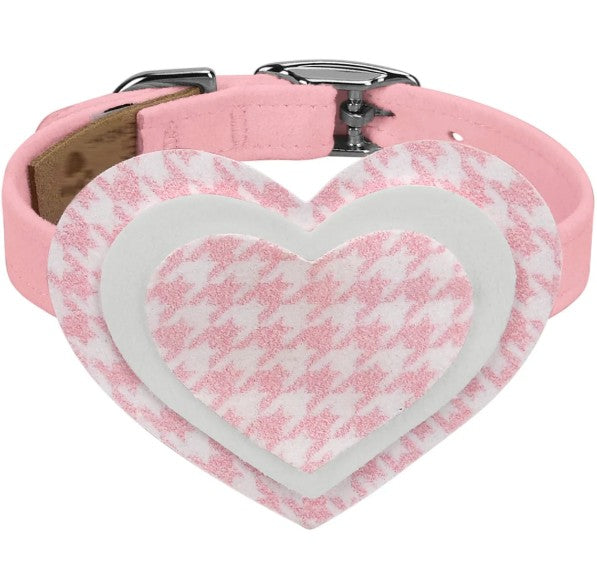 PINK IS LOVE 3 LAYER HEART 1/2" DOG COLLAR