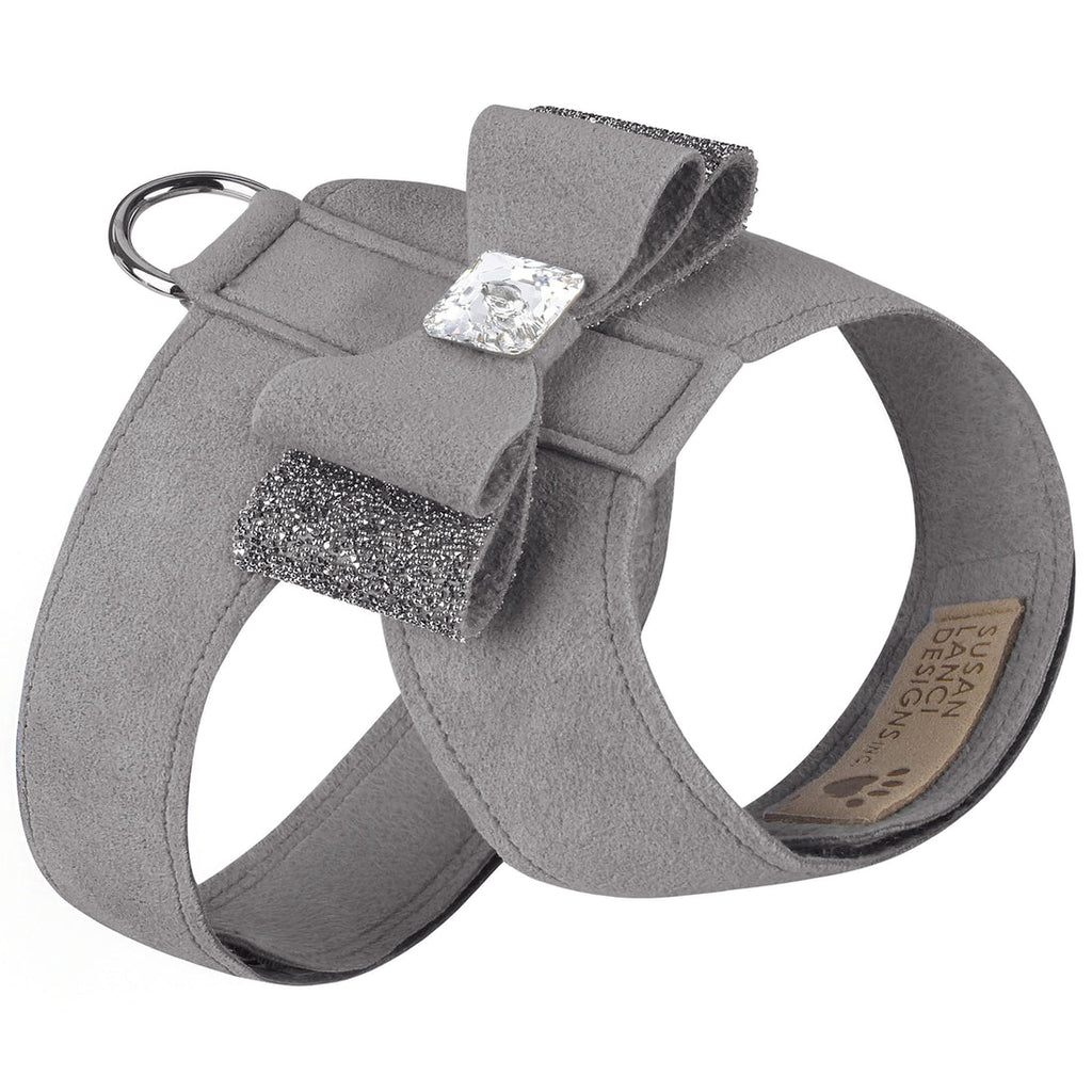 PLATINUM CRYSTAL STELLAR BIG BOW TINKIE DOG HARNESS