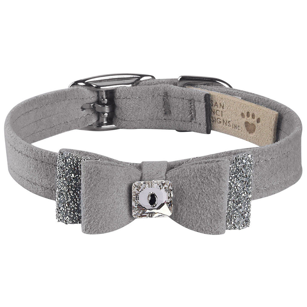 CRYSTAL STELLAR BIG BOW DOG COLLAR - PLATINUM