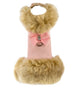 PUPPY PINK NOUVEAU BOW CHAMPAGNE FOX FUR DOG COAT