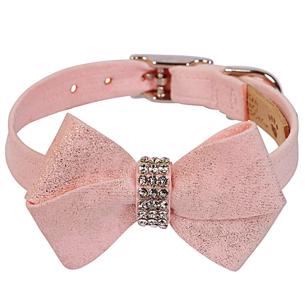 PUPPY PINK GLITZERATI NOUVEAU BOW DOG COLLAR