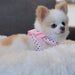 PUPPY PINK BIG BOW TINKIE DOG HARNESS W/ PUPPY PINK TRIM