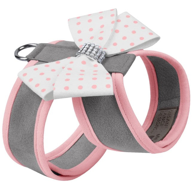 PUPPY PINK POLKA DOT TINKIE DOG HARNESS WITH PUPPY PINK TRIM