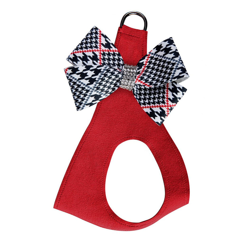 RED CLASSIC GLEN HOUNDSTOOTH NOUVEAU BOW STEP IN DOG HARNESS