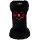 RED GINGHAM NOUVEAU BOW BLACK FOX FUR DOG COAT