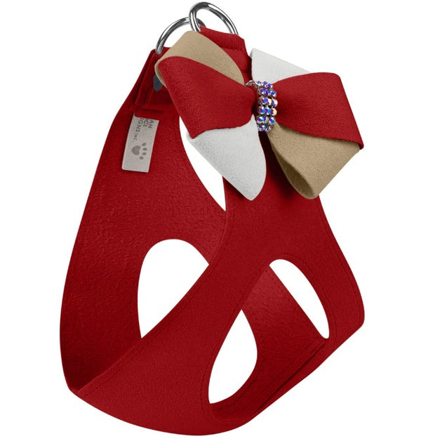 GLAM RED & SAHARA PINWHEEL BOW STEP IN DOG HARNESS