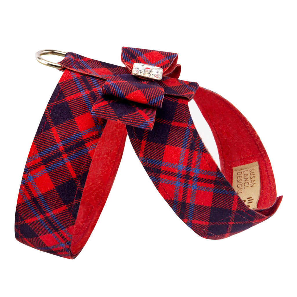 SCOTTY CHESTNUT PLAID BIG BOW TINKIE DOG HARNESS