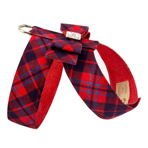 SCOTTY CHESTNUT PLAID BIG BOW TINKIE DOG HARNESS