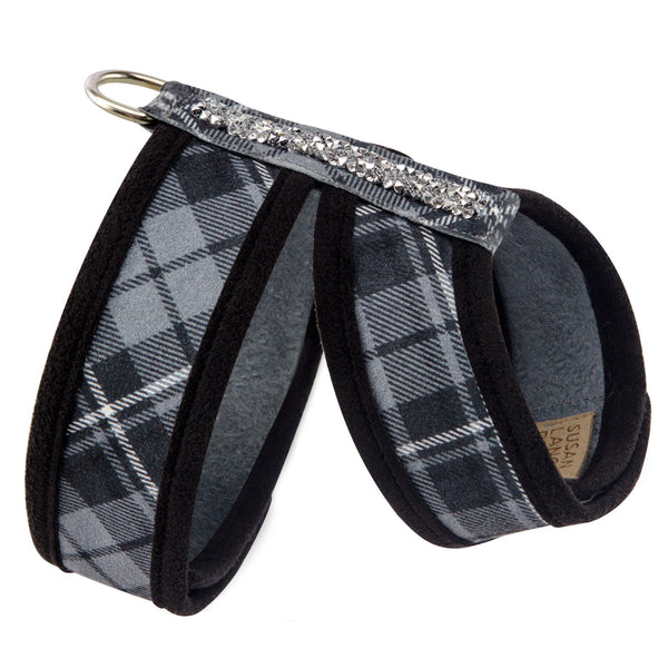 SCOTTY PLAID CRYSTAL ROCKS TINKIE DOG HARNESS W/ BLACK TRIM
