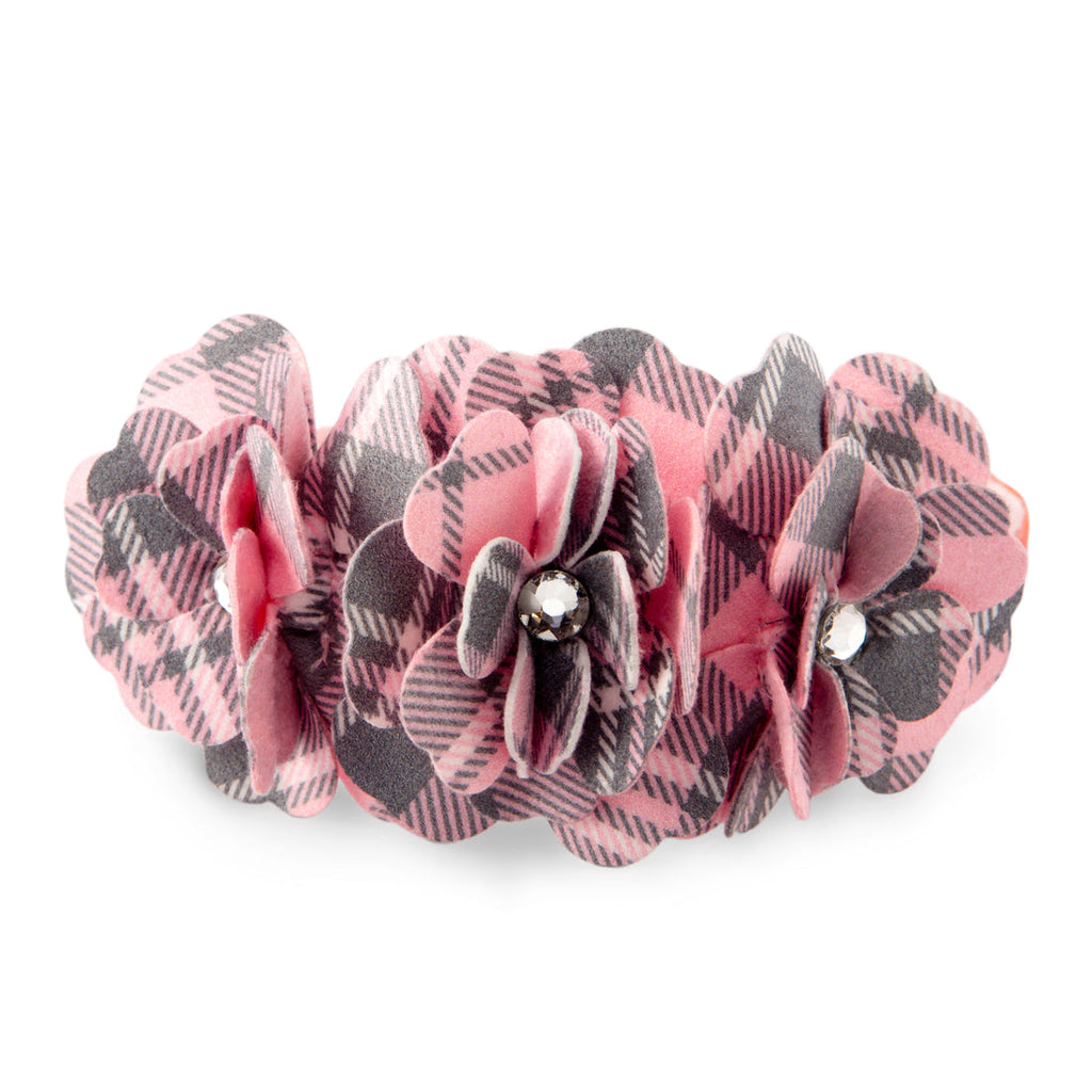 SCOTTY PUPPY PINK PLAID TINKIE’S GARDEN FLOWER DOG COLLAR