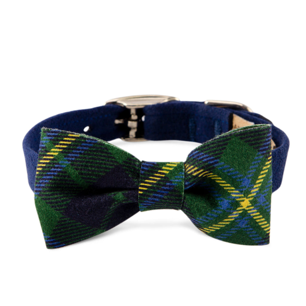SCOTTY FOREST PLAID BOW TIE DOG COLLAR