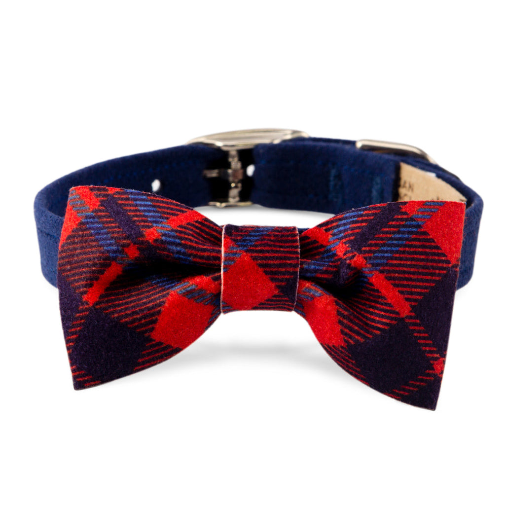 SCOTTY CHESTNUT PLAID BOW TIE DOG COLLAR