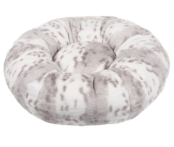 SOFT PLATINUM SNOW LEOPARD DOG BED