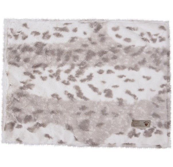 SOFT PLATINUM SNOW LEOPARD DOG BLANKET