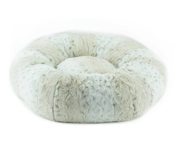 SOFT SNOW LEOPARD DOG BED