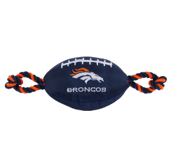 DENVER BRONCOS NYLON FOOTBALL DOG TOY