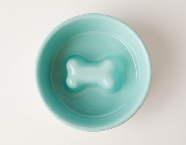TEAL ANTI SLIP SLOW FEEDER DOG BOWL