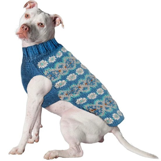 ALPACA TEAL FAIR ISLE DOG SWEATER