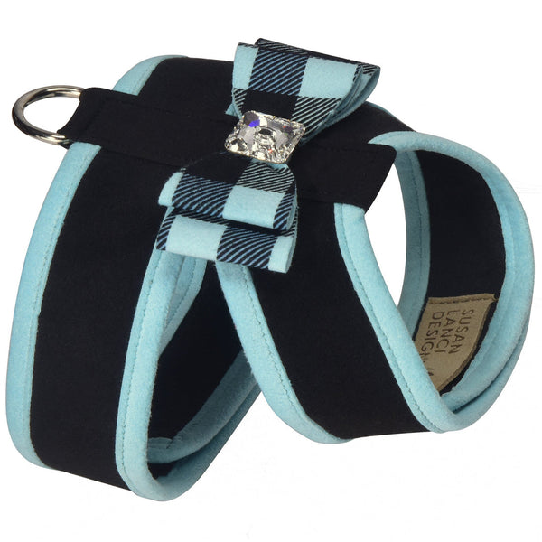 TIFFI GINGHAM BIG BOW TINKIE DOG HARNESS W/ TIFFI BLUE TRIM