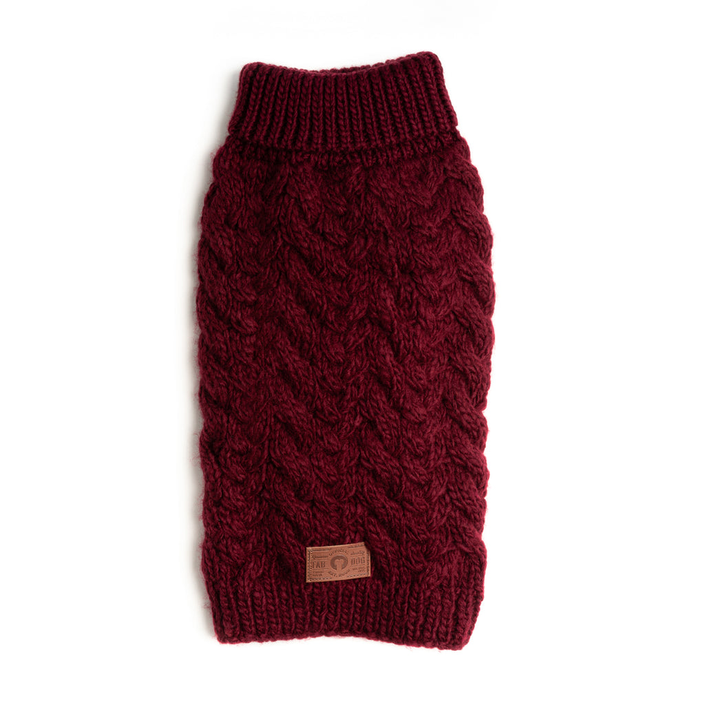 BURGUNDY WOOL TURTLENECK DOG SWEATER