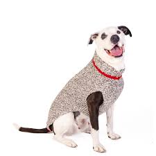 OATMEAL W/RED TRIM CABLE KNIT DOG SWEATER